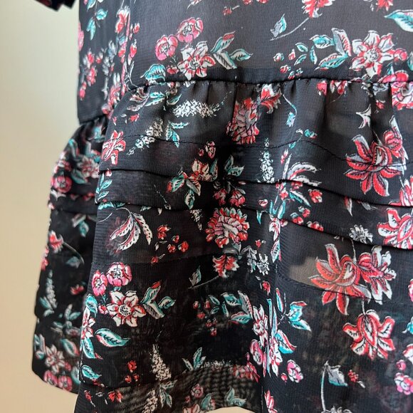 Costa Blanca Mini dress / tunic Sz M Black red green floral flowy sheet light - Picture 7 of 12